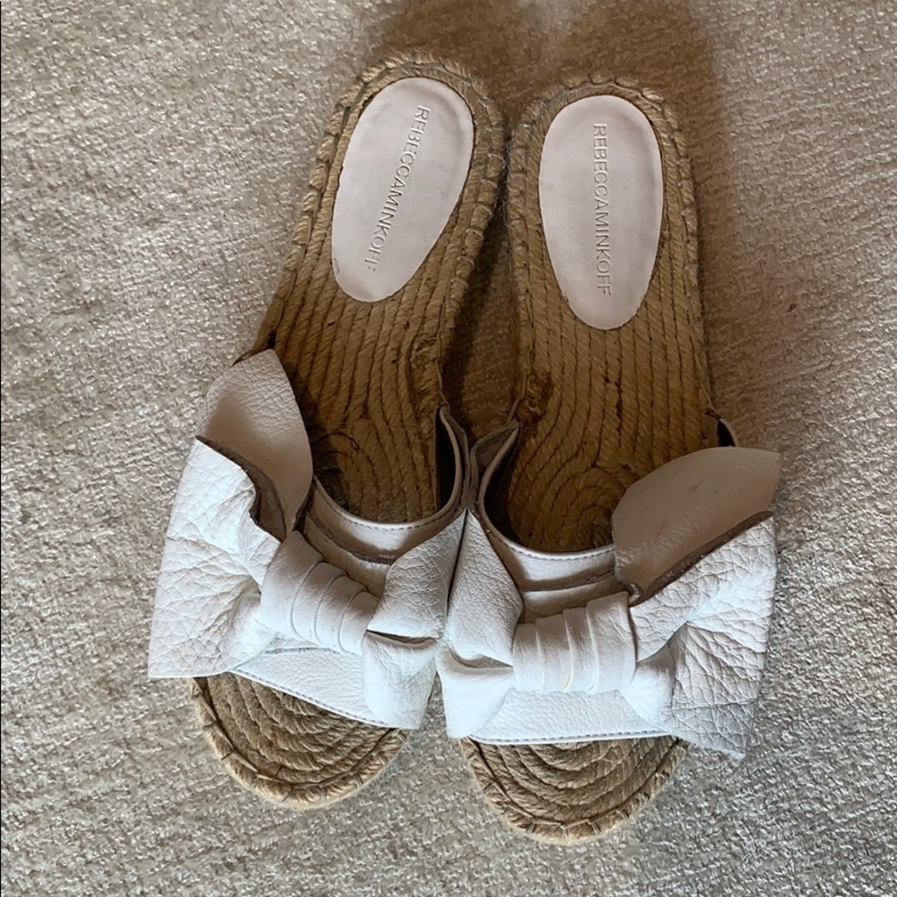 Rebecca Minkoff Giana White bow espadrille slide
